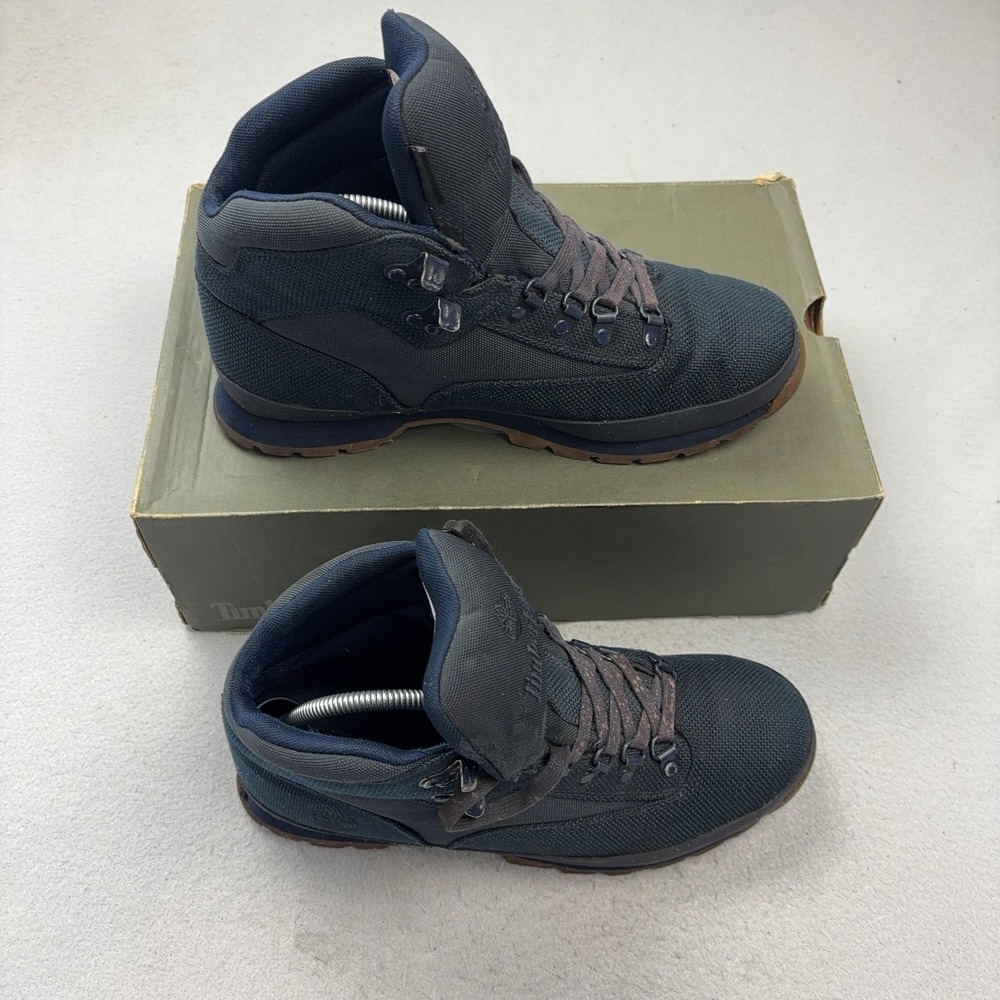 Timberland Euro Hiker Mid Boots Mens Size 9.5 Blue Navy Knit Fabric A1G1D